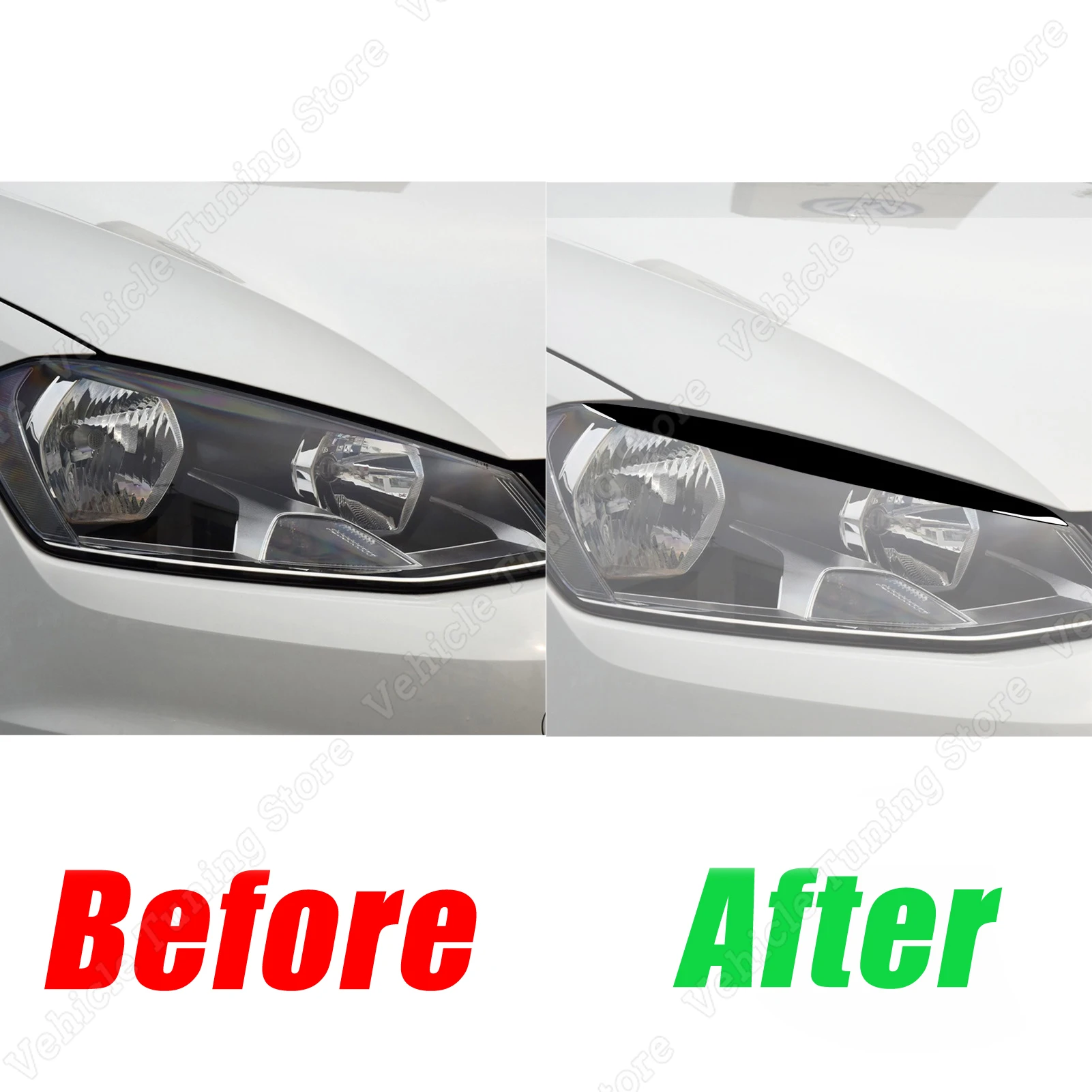 Gloss Black Car Front Headlight Eyebrows Eyelid Lids Sticker Lamp