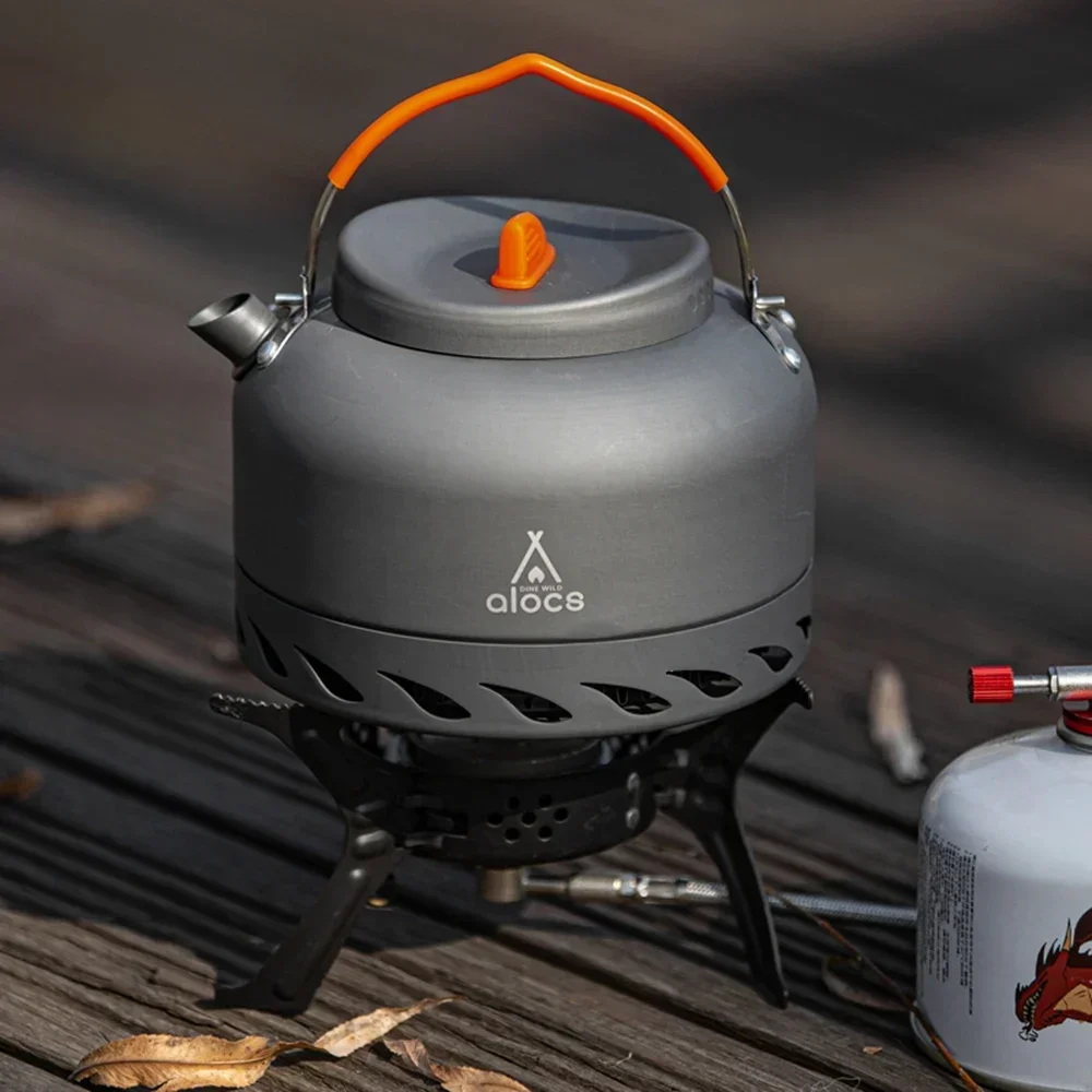 Alcos 0.8L/1.4L Ultra Lightweight Outdoor Camping Aluminum Alloy Portable Quick-heat Water Kettle Tea Pot for Cooking