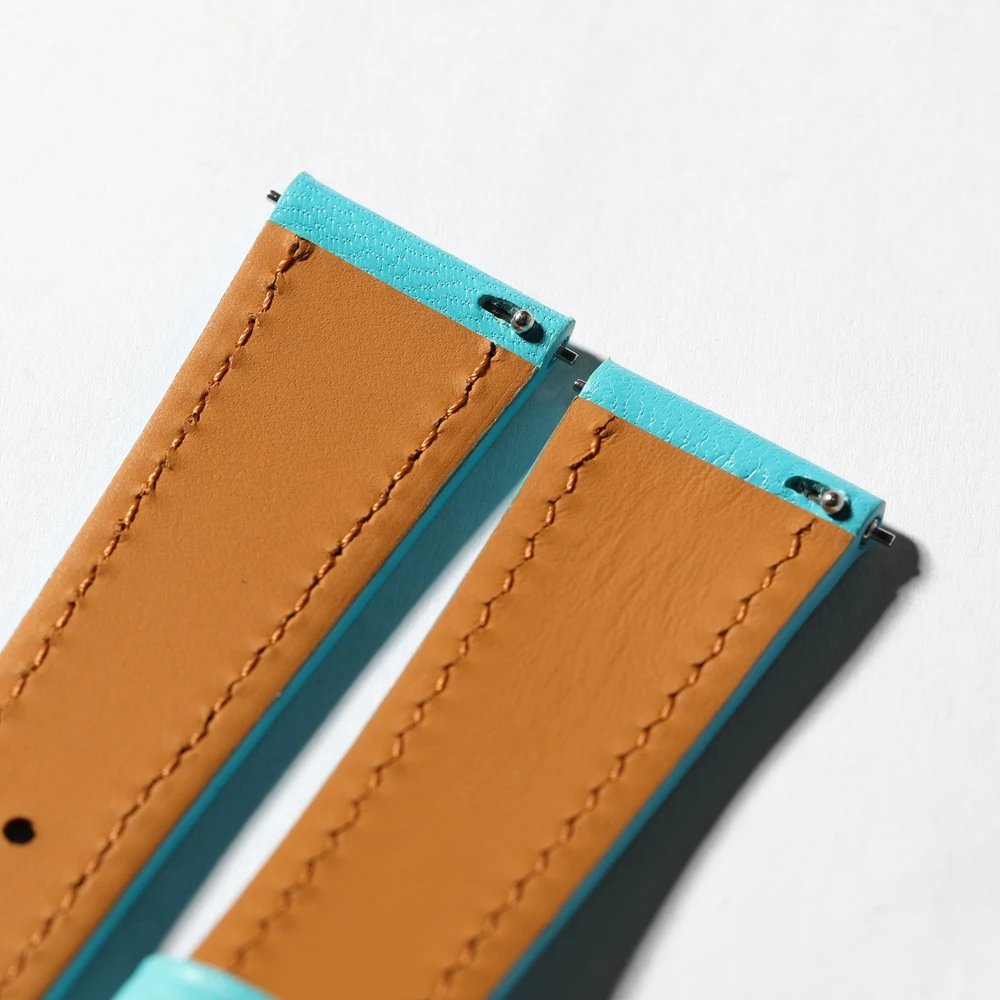 Handmade Blue Genuine Leather Vintage Watchband with Quick Release