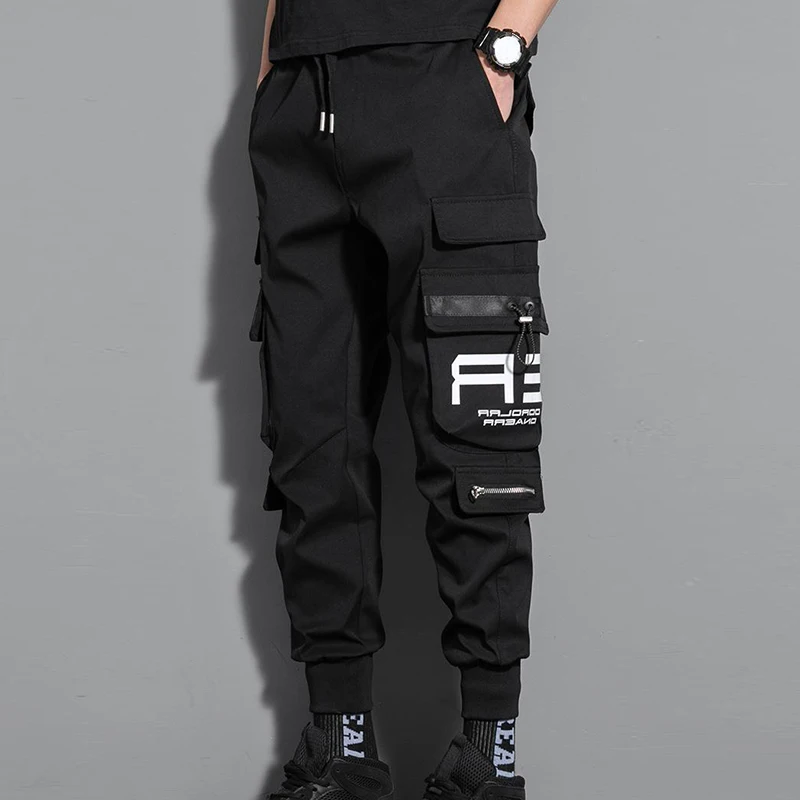 Cargo Pants for Men with Multi-pockets Trousers Black and Green Sweatpants Uellow
