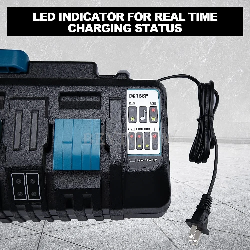 4-Port Fast Charger For Makita 14.4-18V LXT Lithium‑Ion Battery Charger Station