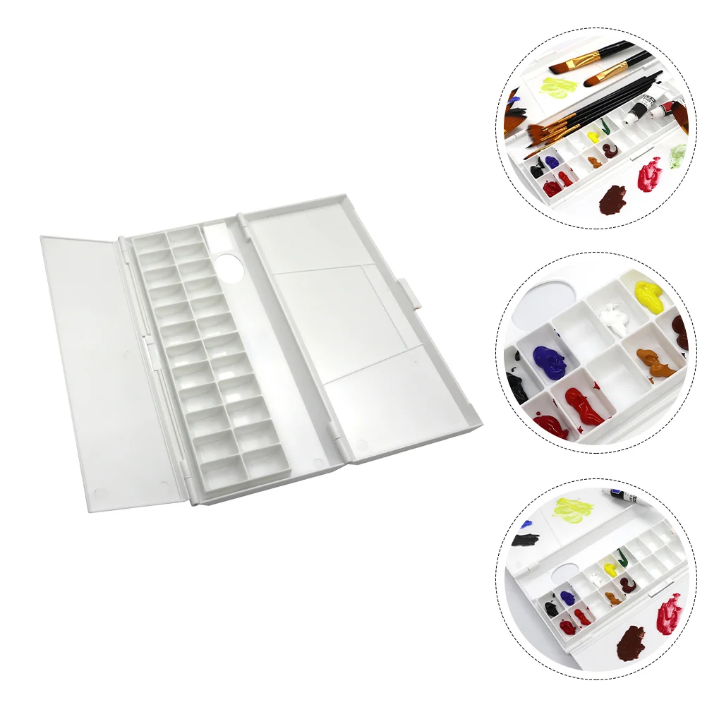 

Palette Empty Watercolor Case Mixing Painting Trays Box Calligraphy Pigment Holder White Practical Plate for Artist Student