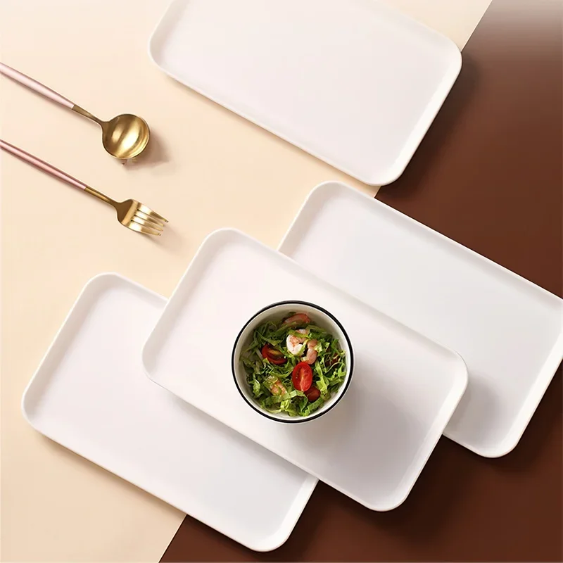 29*17 White Plastic Tray Nordic Simple Multi-function Rectangular Storage Tray Home Kitchen Bathroom Supplies Fruit Dessert storage tray kitchen tray