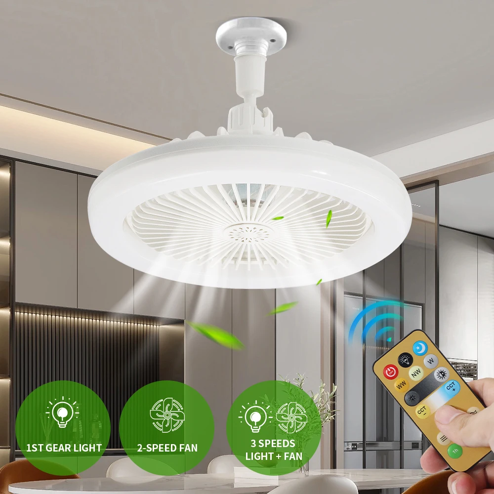 Ceiling Fan LED Ceiling Fan Lights LED Fan Light Ceiling Fan with LED Light Modern Extended E27 Lamp-head Fan Lamp 360 Degree Rotations