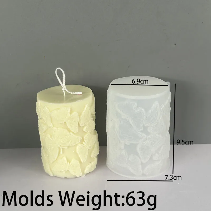 Blumen-Schmetterling Säulenförmige Silikon-Kerzenform DIY Wellen-Seifenform Harz-Gips-Gießwerkzeug Geometrische Schokoladenform Wohndekor Geschenk – Detail 8