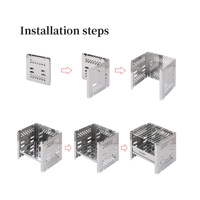 Tomshoo Kültéri Kemping Fa Tűzhely W Grill Hordozható Égő Kályha Bbq Tűzifa Konzol Piknikhez - Image 4