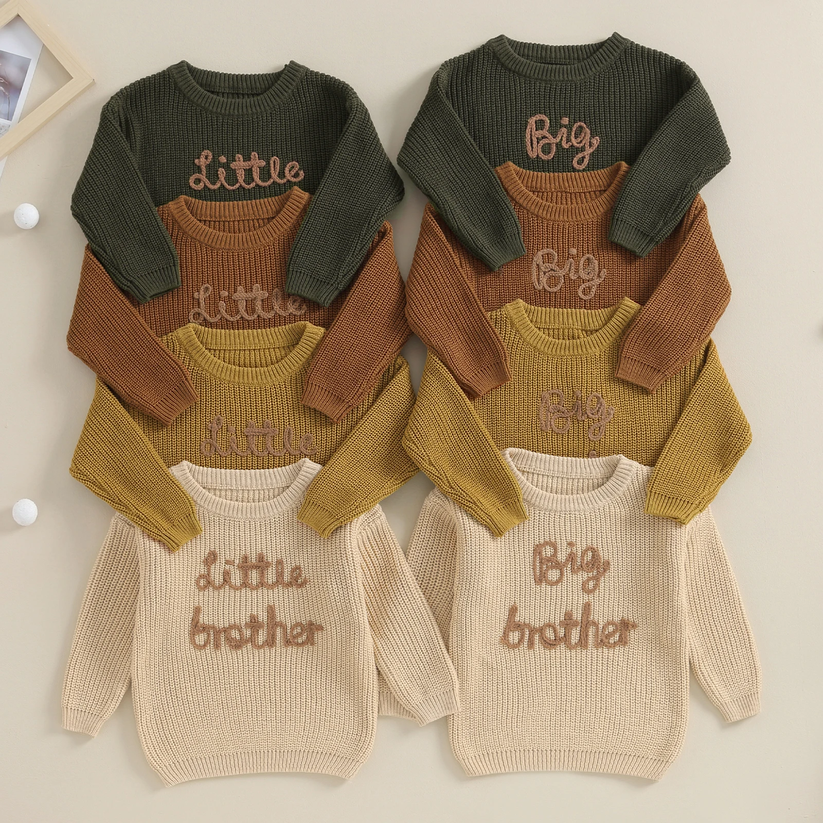 Winter Newborn Baby Boys Sweater Knitwear Letter Embroidery Crew Neck Long Sleeve Pullovers Tops Toddler Casual Crochet Clothes