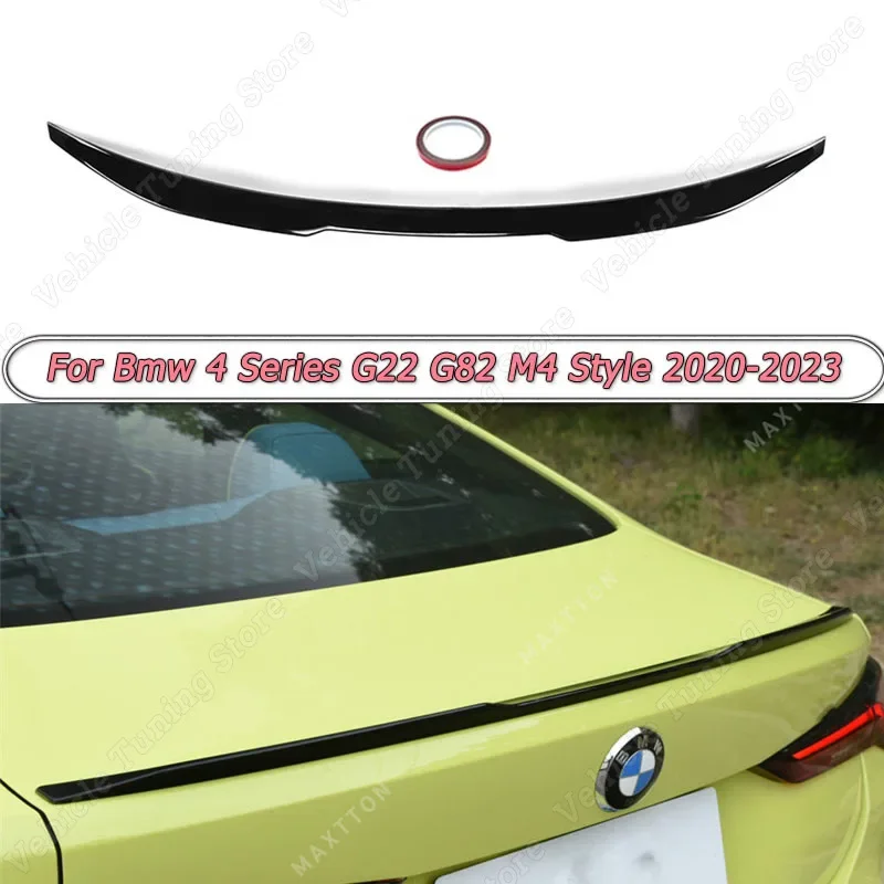 Per Bmw Serie 4 G22 G82 M4 Style 2020 2021-2023 Coda Tronco Ala Decorazione Spoiler Posteriore Gloss Black Body Kit Refit Abs