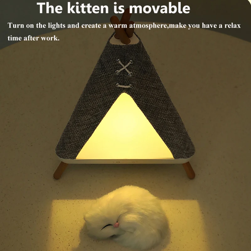 Cute Cat Bluetooth Speaker Bedroom Soft Night Light Music Box Soundbar Wireless MP3 Music Player Birthday Gifts Long Endurance