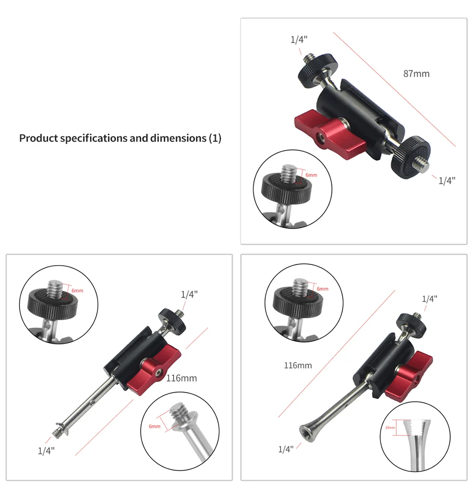 360 Tripod Magic Arm Mount Adapter Dual Ballhead 1/4"Screw Articulating Connecto