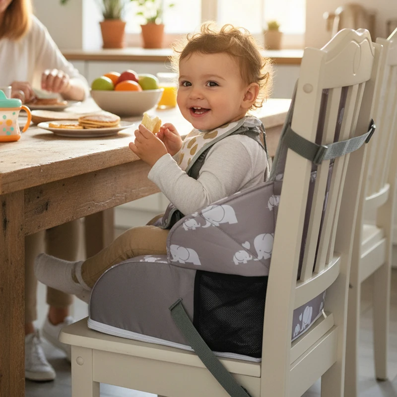 Portable Baby Chair Cushion Foldable Anti Slip Children's Growth Seat High Cushion Kids Booster Seats Baby Dining Safety Pads