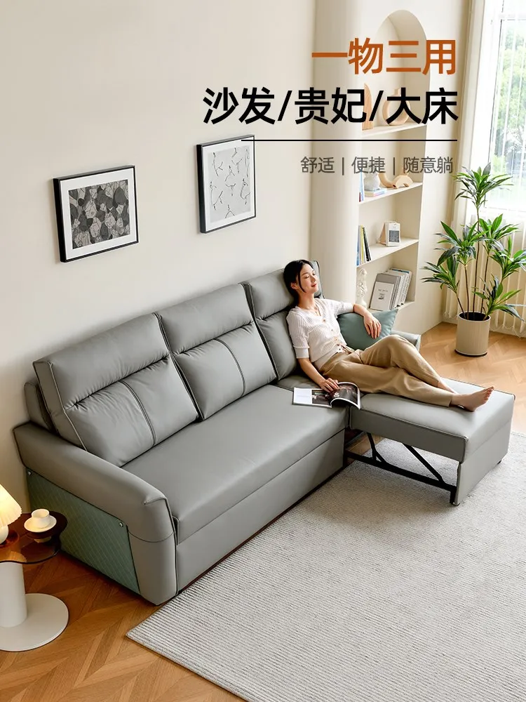 

Sofabed dual-purpose foldable multifunctional small-sized solid wood can hide the imperial concubine double pull-out type