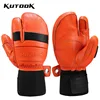 KUTOOK Goat Skin Winter Ski Gloves Mittens Thermal Skiing Snowboard Gloves for Men Leather Mountaineering Protection Accessories 1