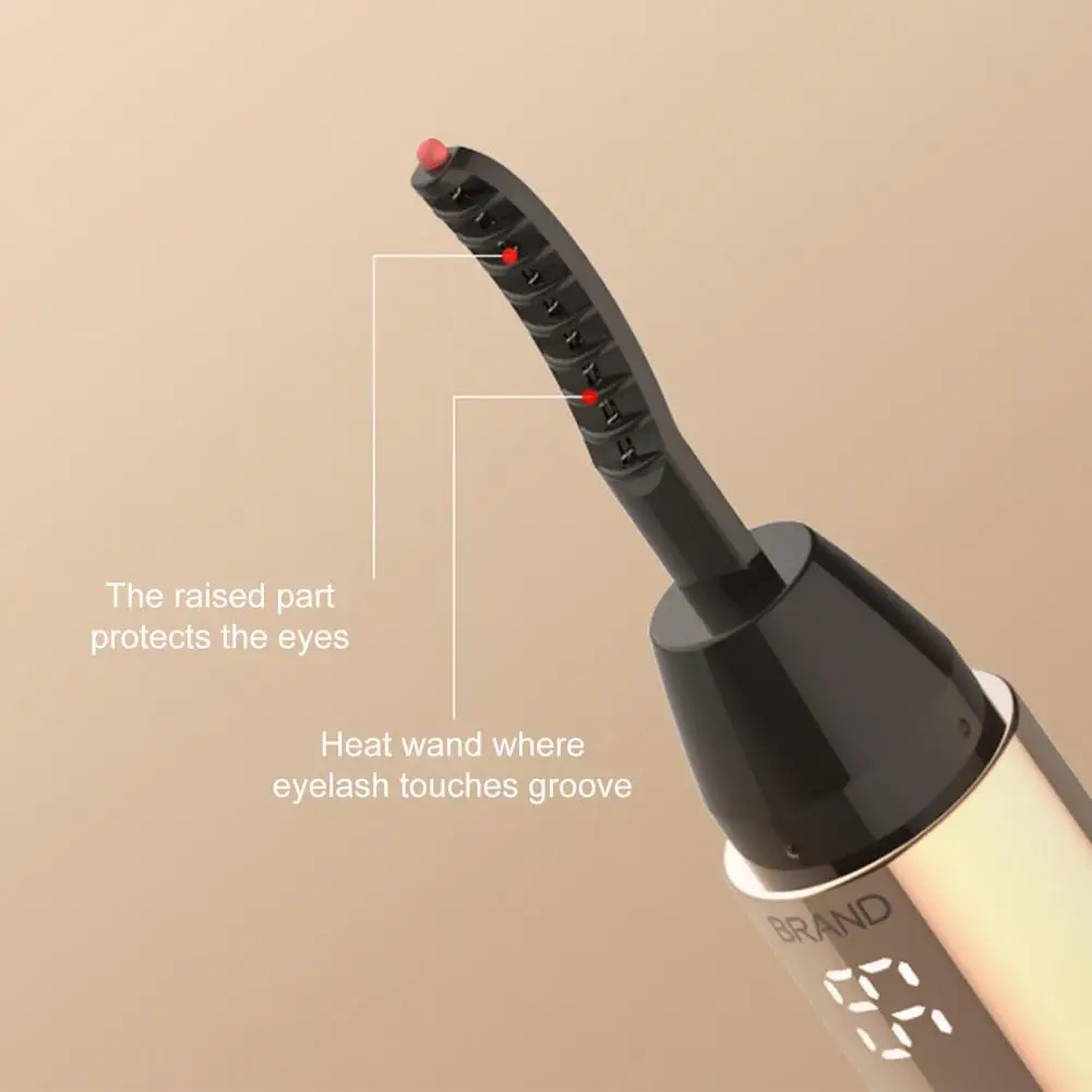 Heated Eyelash Curler LCD Display 2 Temp Settings USB Rechargeable Electric Eyelash Curler Natural Lash Lifting Makeup Supplies