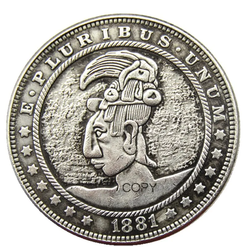 Hb(115)Us Hobo Morgan Dollar Skull Zombie Zkeleton Monete Placcate Argento
