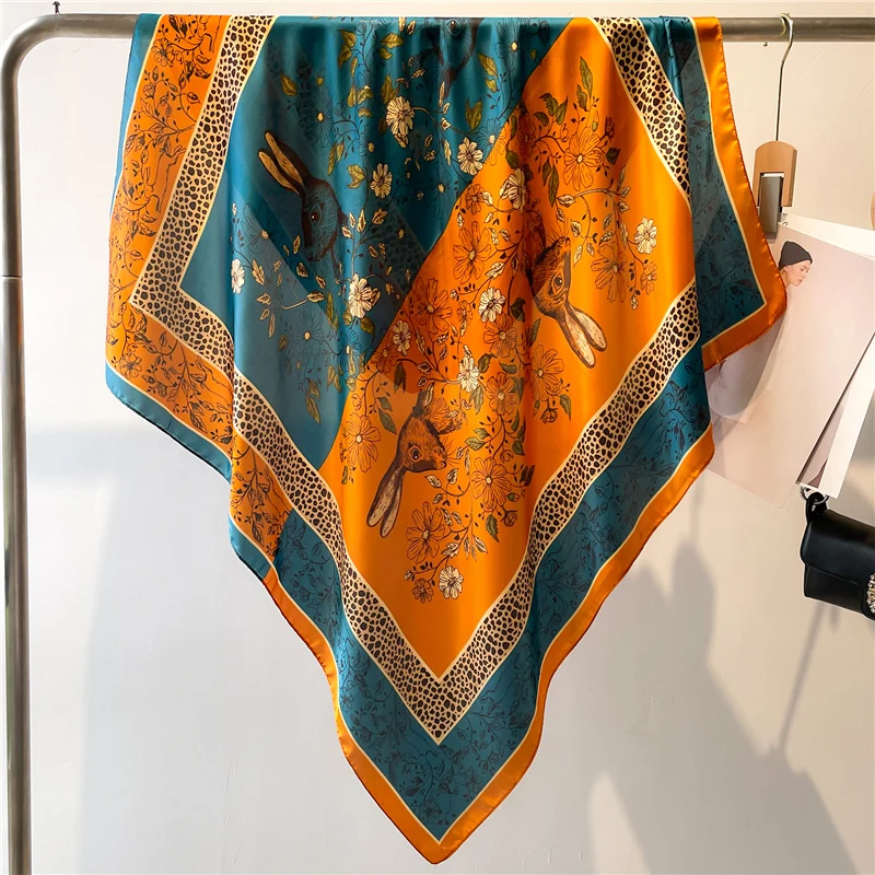 

Silk Feeling Animal Print Shawl Women Scarf Fashion Summer 90cm Pashmina Wraps Hijab Bufanda Headband Neckerchief Echarpe