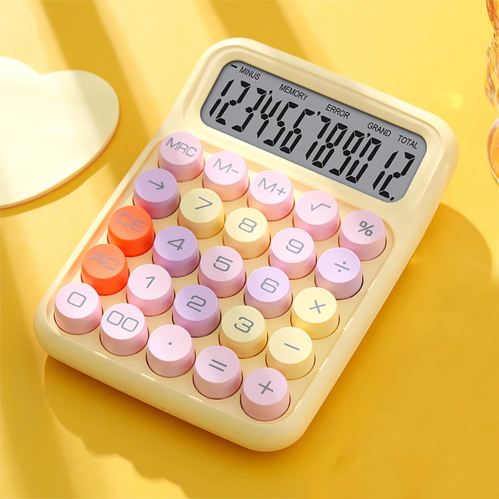 키보드 계산기 사무실 12 자리 기계식 계산기, 귀여운 캔디 컬러 계산기, 재무 회계 데스크탑 문구