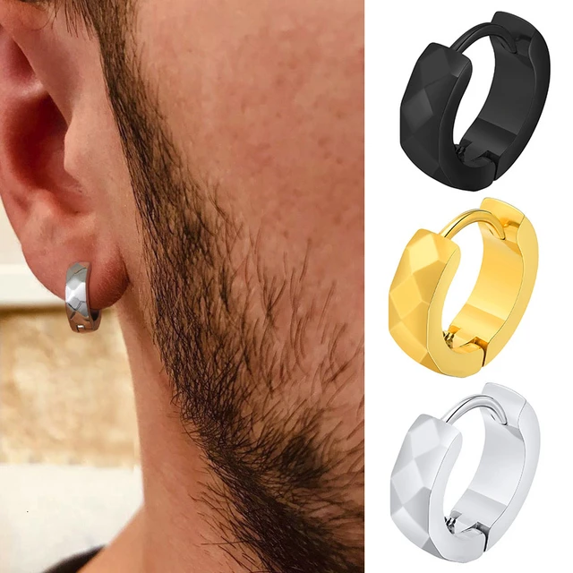 Circle Iced Cz Gold 925 Sterling Silver Hip Hop Men's Round Nugget Stud  Earrings | eBay