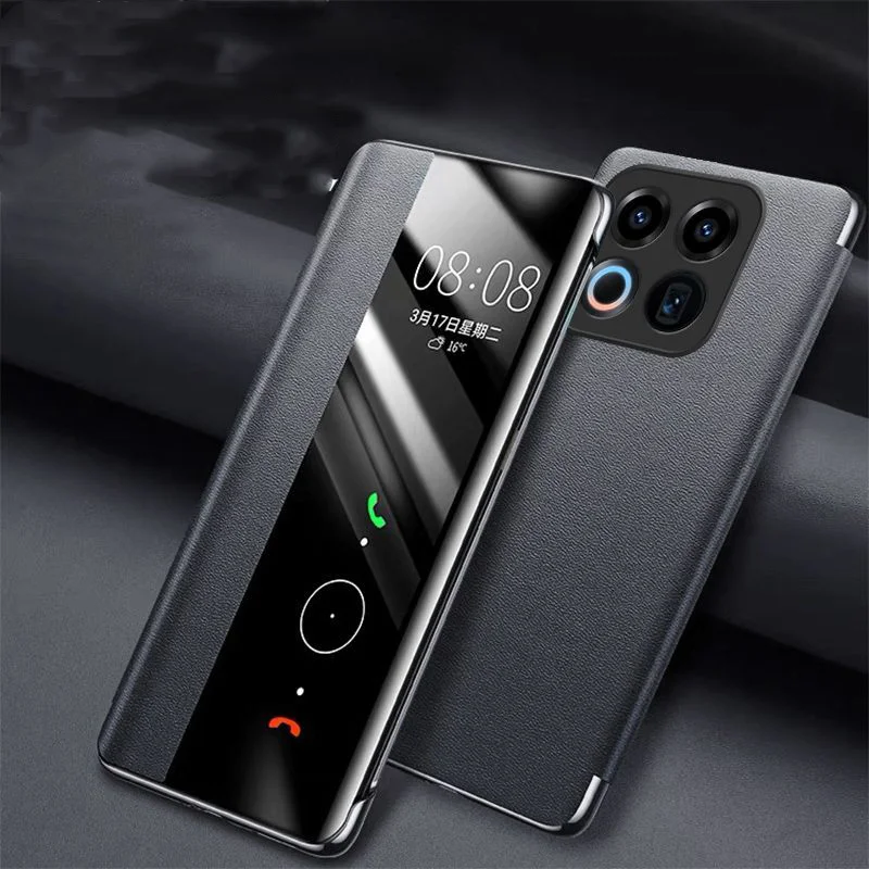 Premium Clear Window View PU Leather Flip Case