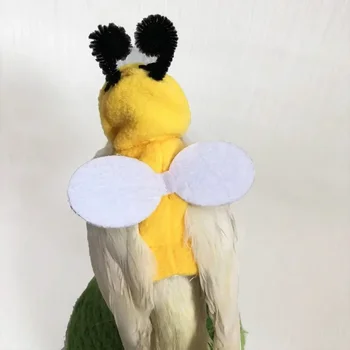Funny Bee Shaped Birds Clothes Flying Suit Parrots Costume Cosplay Winter Warm Hat Hooded Pet Accessories for Parakeet Cockatiel 5
