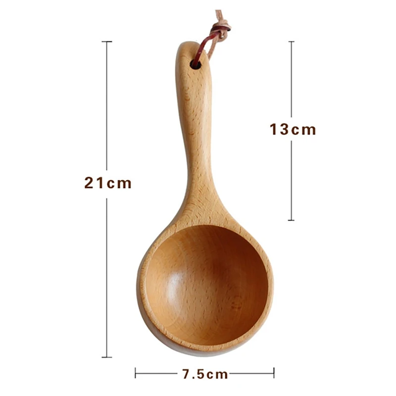 Wood Scoop Japanese-style Short Handle Rice Scoop Kitchen Water Wooden Spoon Bath Sauna Wooden Bucket Spoon
