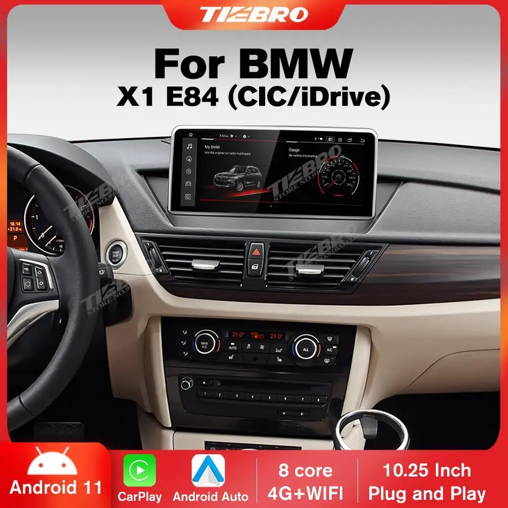 

TIEBRO 10,25 дюймов 8G + 256G Автомагнитола для BMW X1 E84 CIC iDrive 2010-2015 Android Carplay Android Авто Стерео мультимедийный плеер