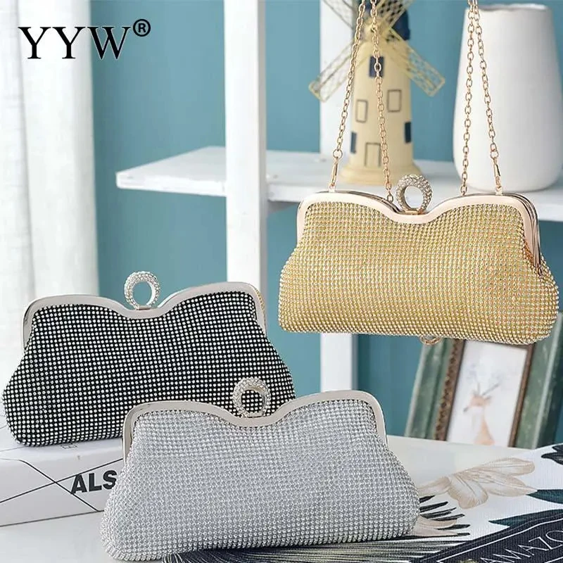 Women Evening Clutch Handbag Diamond Ring Clutches Shoulder Messenger Bags Bridal Wedding Purse Party Banquet
