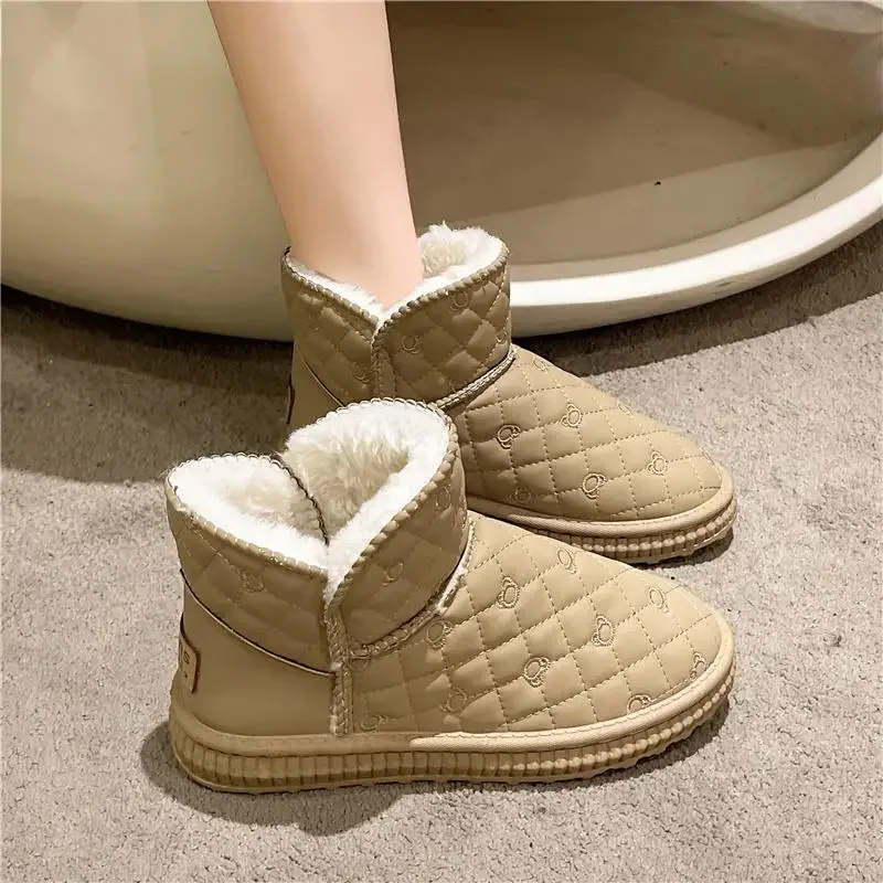 

Женские зимние ботинки, новинка 2023, зимние хлопковые ботинки для снега, утепленная теплая обувь с флисовой подкладкой, женские теплые ботинки