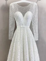 Exquisite Shinny Wedding Dresses Full Sleeves A-line Long Bride Gowns Illusion Beading Sexy Dress For Women 2023 Robe De Mariée 1