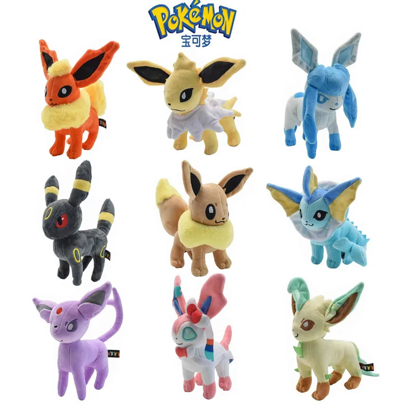 New Pokemon Plush Toy Cartoon Anime Figure Eevee Jolteon Sylveon Evolution Vaporeon Plush Stuffed Doll Model Kids Birthday Gifts 20 25cm pokemon sleeping sitting plush stuffed toys pikachu pichu cute cartoon anime figure doll children s birthday gifts decor