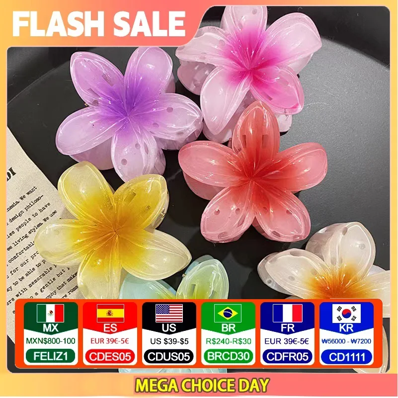 Hair Claw Hair Clips Hair Accessories Six colors Gradient Flower Hair Styling Accessories Set Beach Style Hairpins Flower Claw Clips