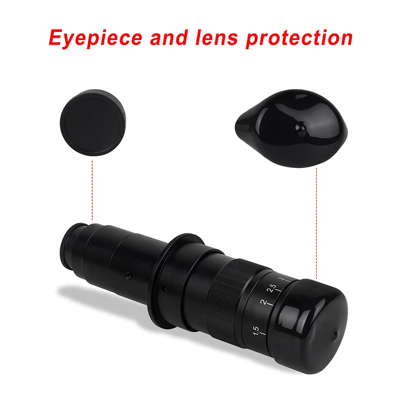 Microscope Objective Lens 130X 180X Video Microscope Camera 180 multiples Adjustable Zoom Lens Accessories C-MOUNT for HDMI VGA USB camera