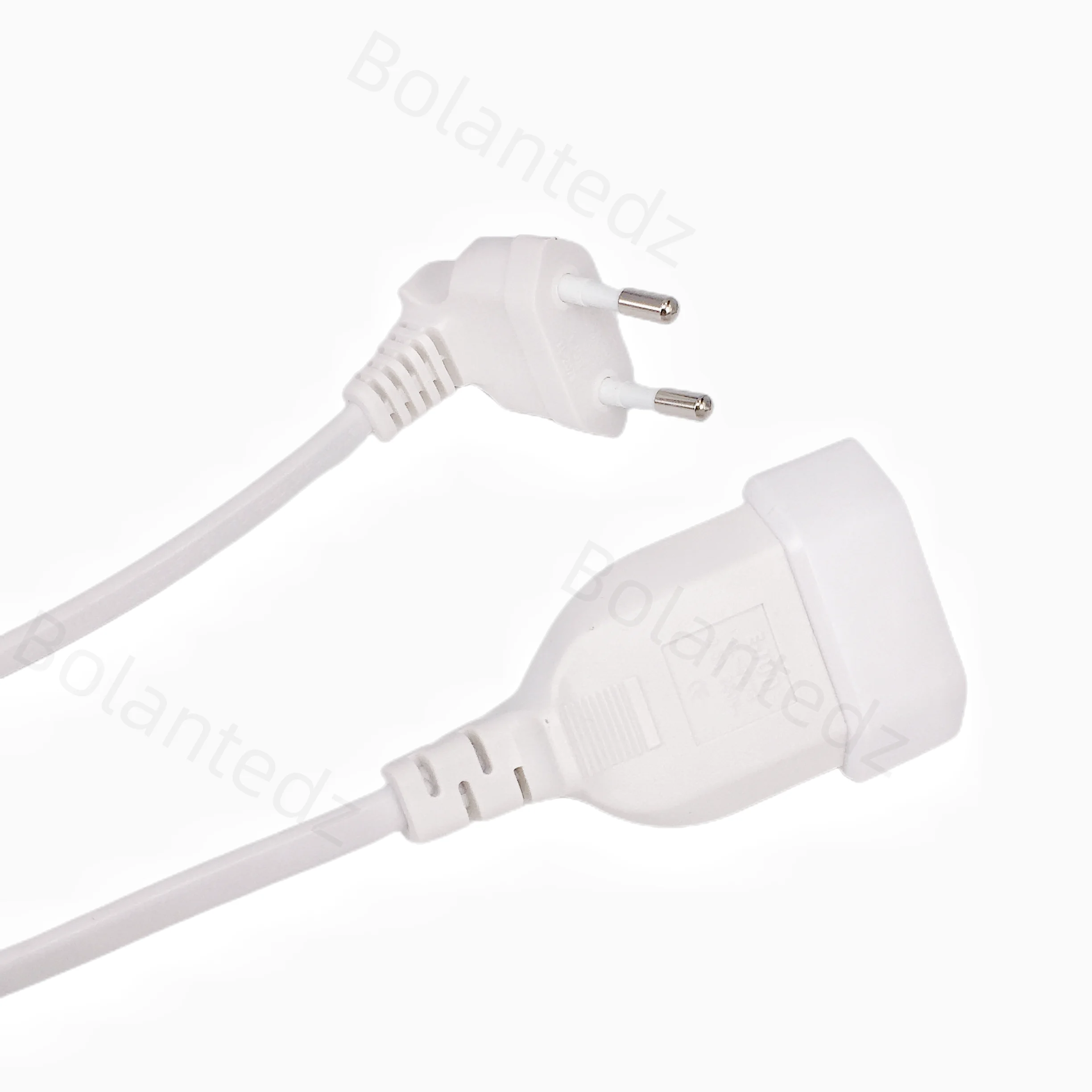 Durable 90° Angled EU Power Extension Cable with Male Plug to Female Socket