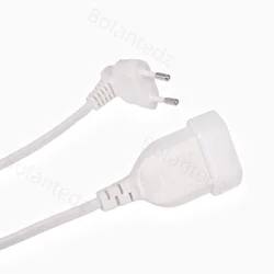 Durable 90° Angled EU Power Extension Cable with Male Plug to Female Socket - 5M (WHITE)