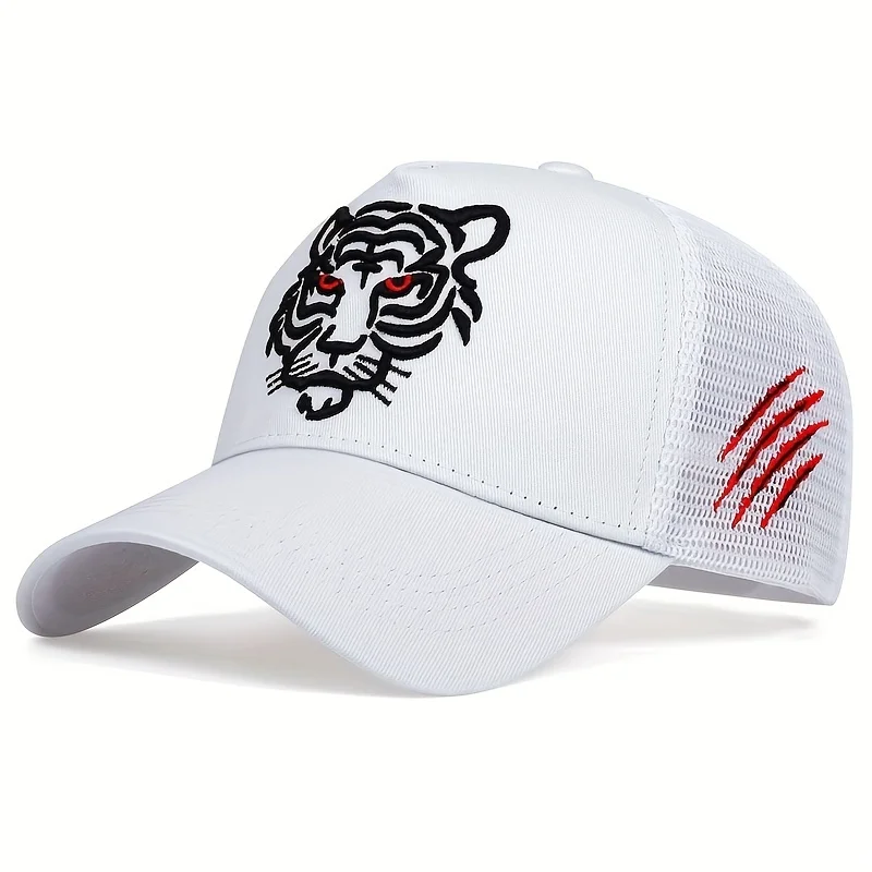 Unisex-Baseballkappen mit Tigerkopf-Stickerei, für Frühling und Herbst, für den Außenbereich, verstellbare Freizeithüte, Sonnenschutzhut, Sport-Golfkappe – Detail 4