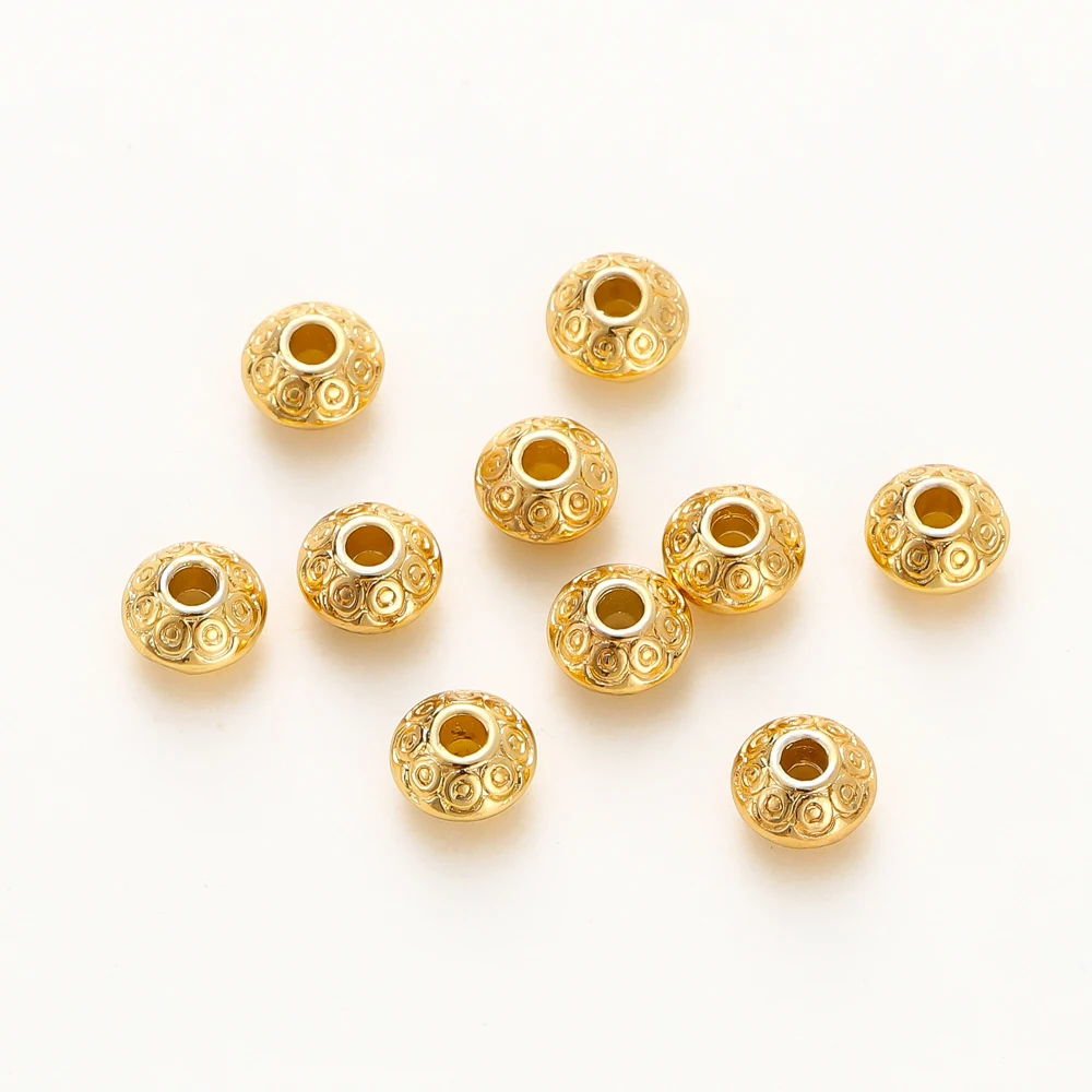 Perles Dorées Rondes Gravées pour Bijoux DIY | Ornement
