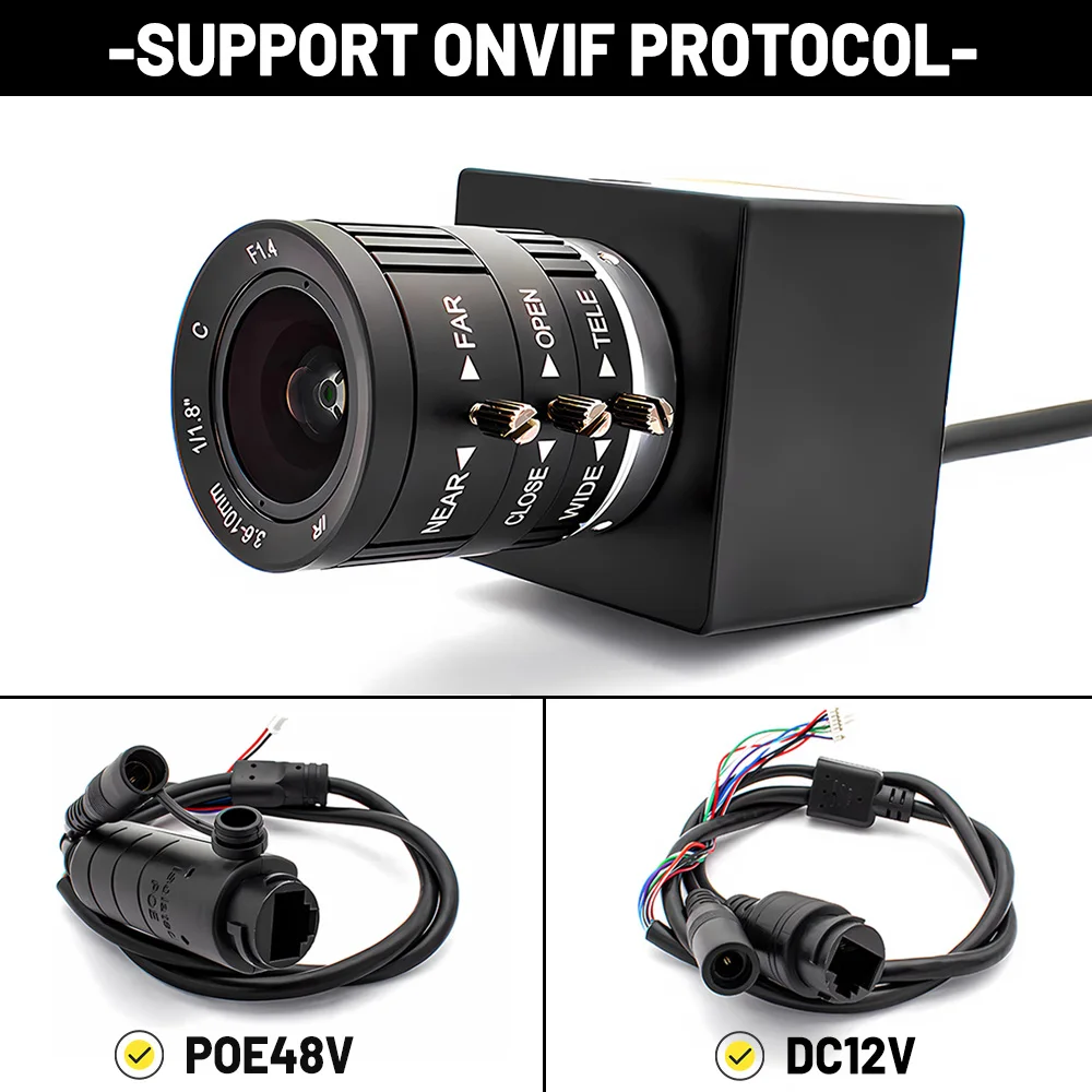RTSP HD 2/4MP POE IP Camera 3.6-10mm Manual Zoom Indoor Mini Industrial Security