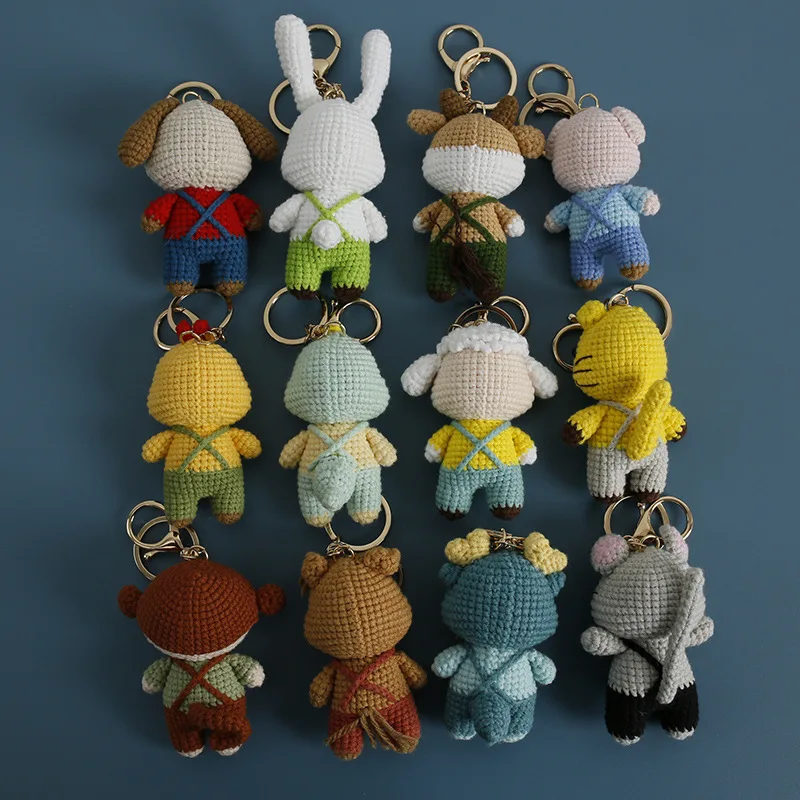 Finished Handmade Wool Knitting Cute Little Animal Pendant Crochet Dragon Rabbit for Handbag Ornaments Kids Toys Crochet Supply knitting supplies knitting material