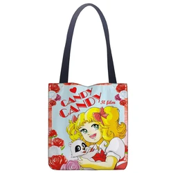 Charming Cartoon Candy Handbag - Women's Casual Linen Tote - 40x40cm (Candy Red)
