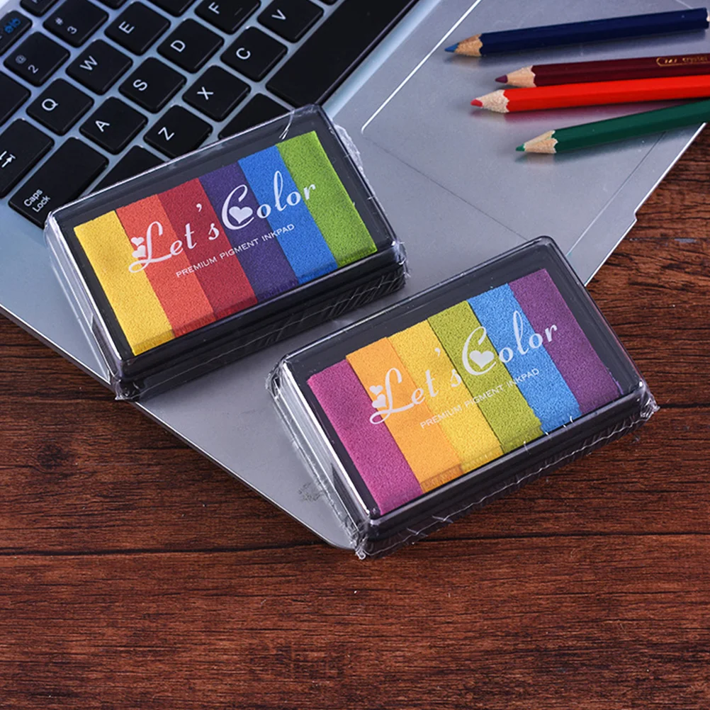 

5PCS Craft Ink Pad Stamps Partner Rainbow Set of DIY Multicolor Craft Stamp Pad 6-color Gradient Rainbow Ink Pad Printed Ink