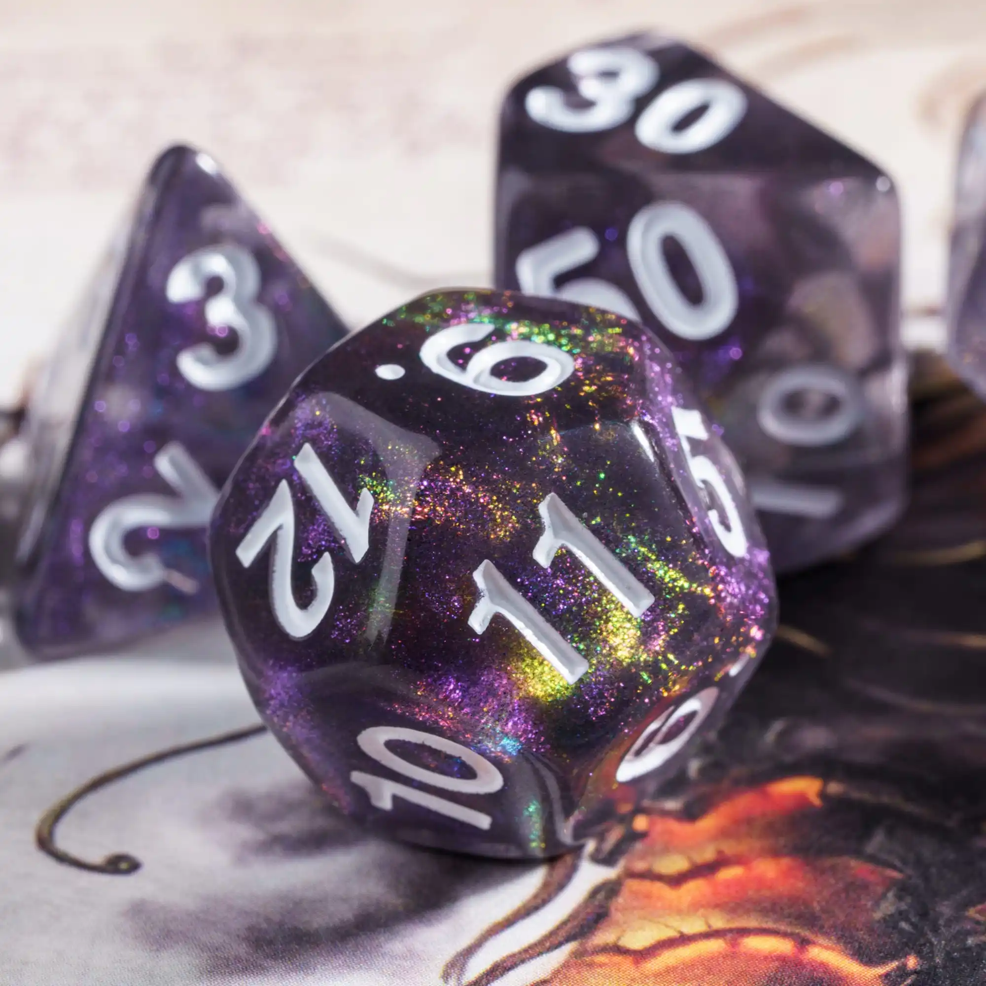 DND Dice Set-Chessex D&D Dice-16mm Gemini Purple, Teal, And