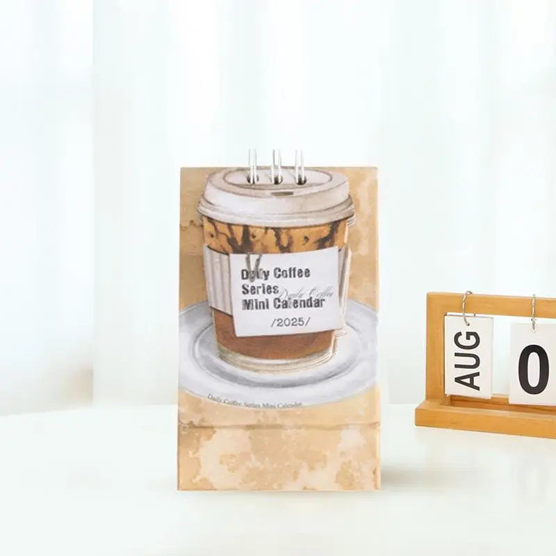 Small Desktop Calendar Small Coffee Desk Calendar Portable Desk Calendar Aesthetic Desk Calendar For School Work Classroom