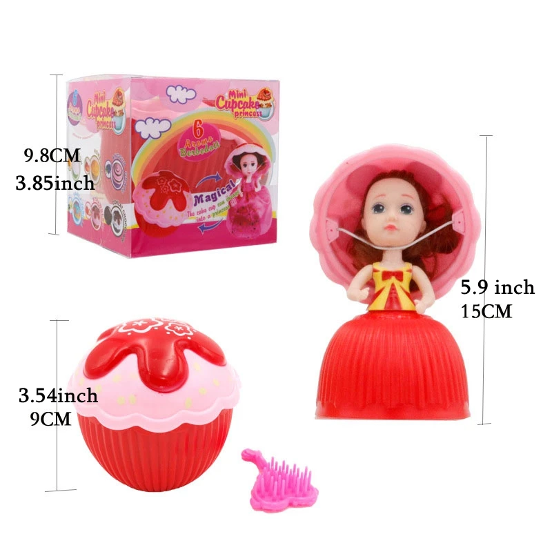 5.9Inch Height Big Magical Cupcake Scented Princess Doll Reversible Cake Transform To Princess Doll Pretend Play Toys for Girls