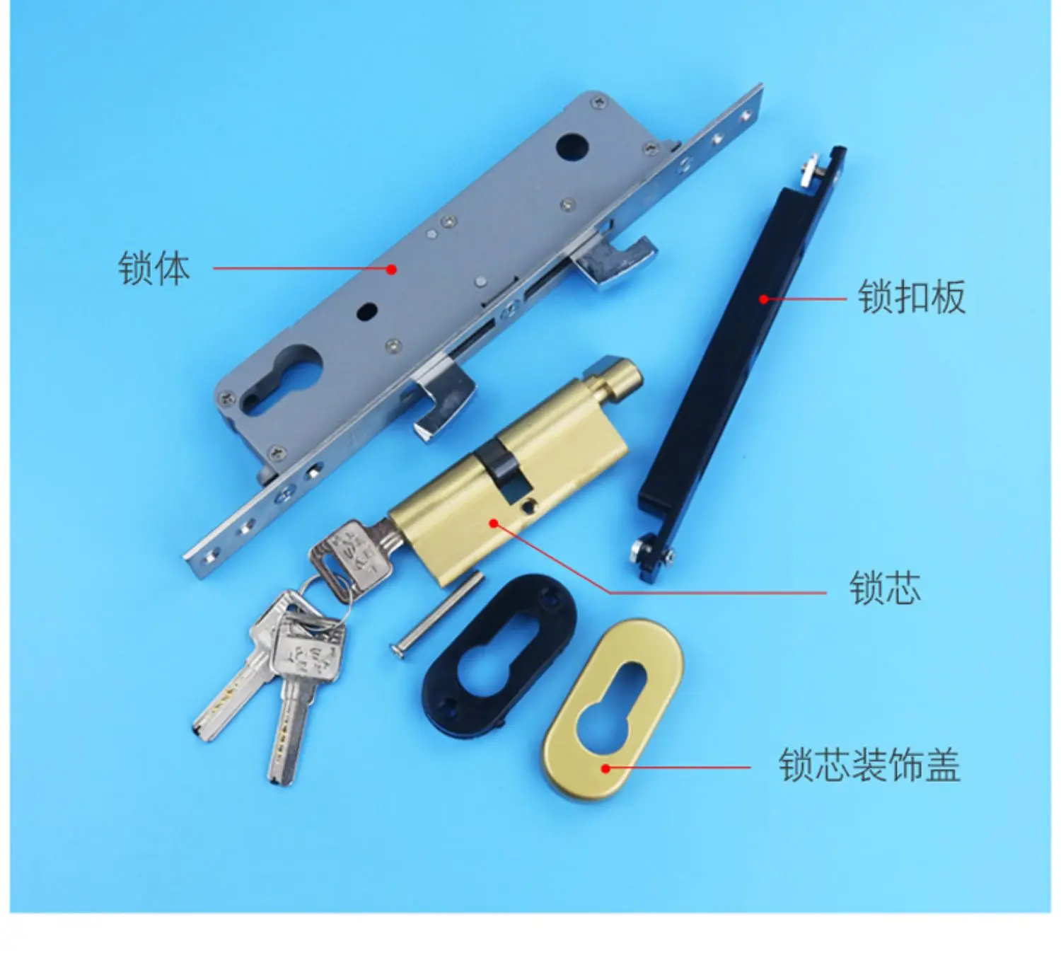 Heavy Duty Sliding Door Hook Lock Aluminum Alloy Sliding Balcony Glass Door Double Hook Lock Body Wooden Door Hardware