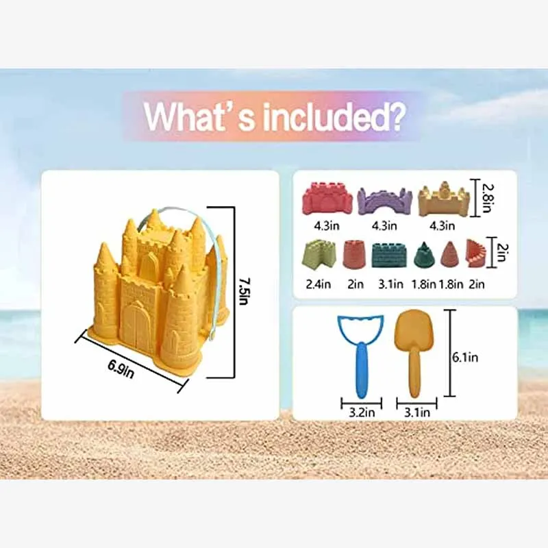 2024 New Beach Sand Toys Set Creative Children's Pyramid Castle Sand Mold Fun Outdoor Games Beach Accessories for Boys Girls 6