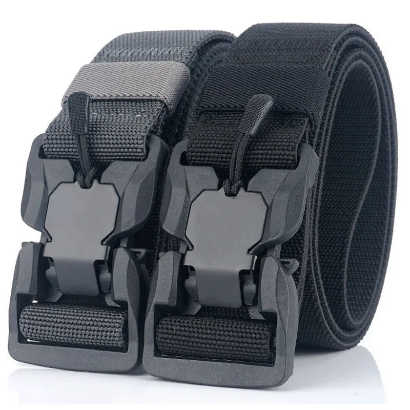 New Men Belt Outdoor Hunting Black Military Tactical Quick Release Magnetic Buckle Multi Function Canvas Nylon Waist Belts Strap new quick release aluminum alloy buckle belt 1200d nylon 125cm waist cover korean edition men and women s tactical training belt