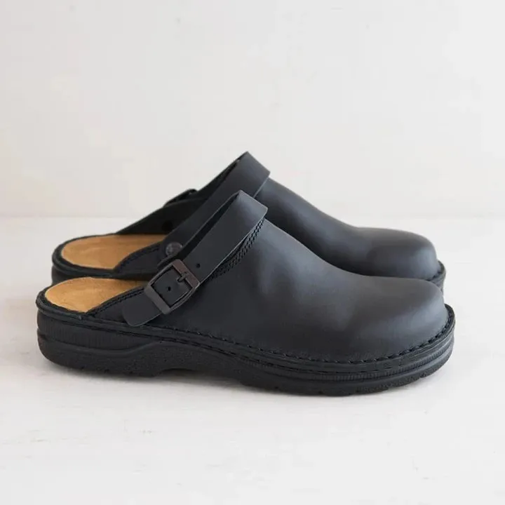 Asgard Men Retro Suede Slippers With Adjustable Buckle Mules Sandals_voghion.com