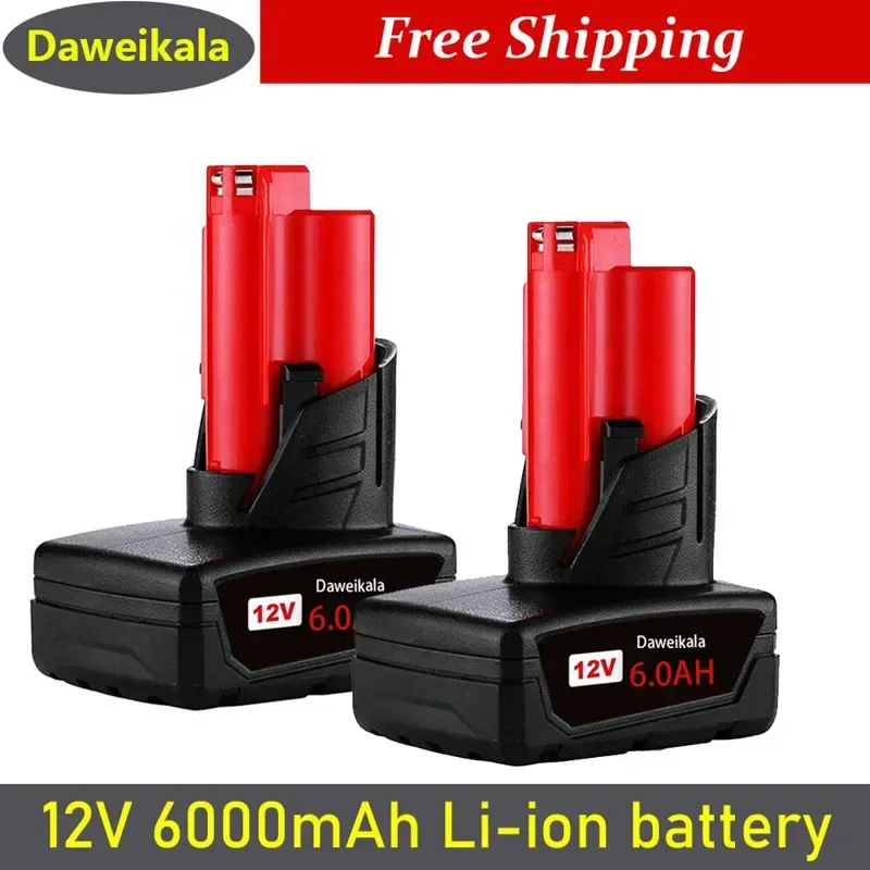 Batteria Ricaricabile Turpow 12V 6000Mah Per Milwaukee M12 Xc Cordless Tool 48-11-2402 48-11-2411 Batteria 48-11-2401 Mil-12A-L