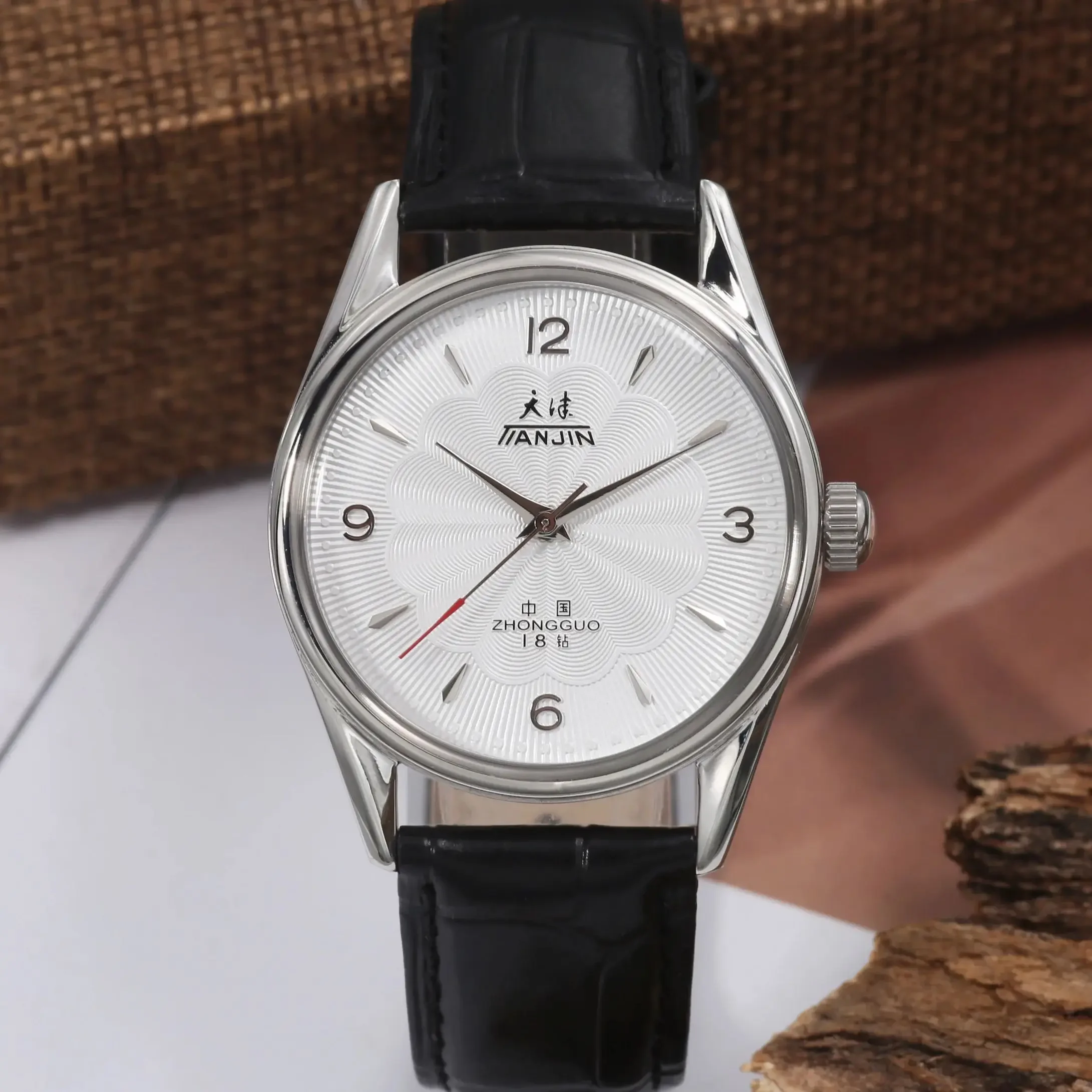 Tianjin Mechanical Watch Men's Manual Winding Watch shanbghai 8120 Movement 38MM Stainless Steel Waterproof