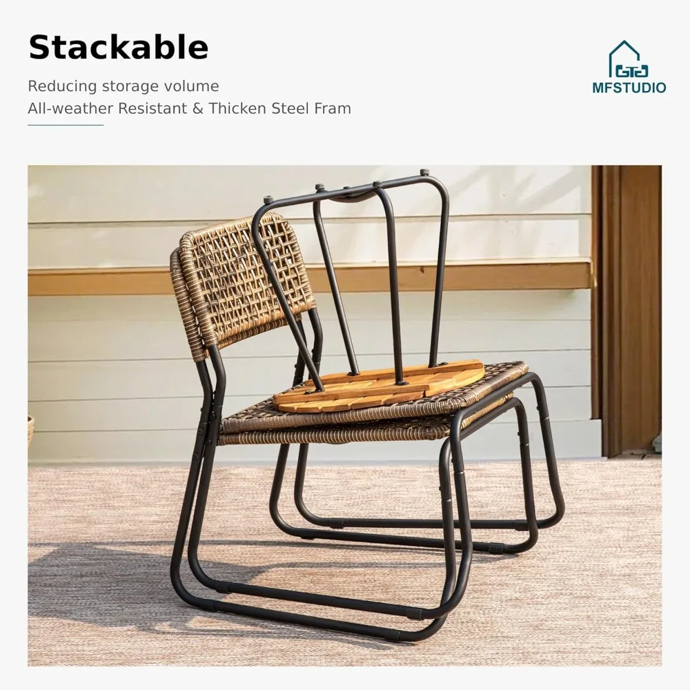 3-Pieces Wicker Bistro Patio Furniture Set for 2 3